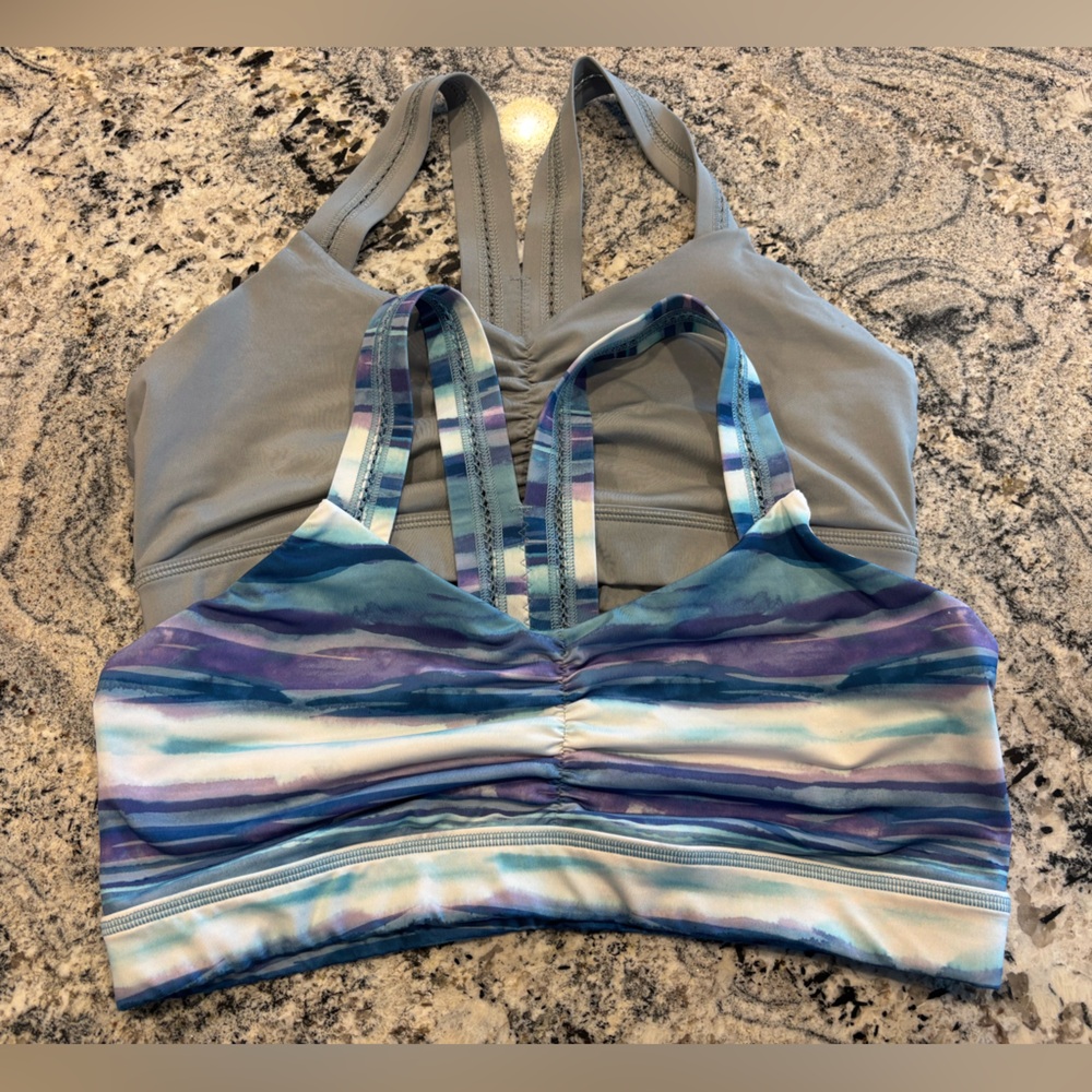 Lot of 2 Handful XL sports bra top Striped and Solid grey Sports Bras